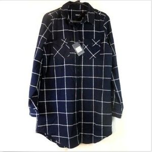 Inso Women's L Navy White Flannel Tunic Top-NWT